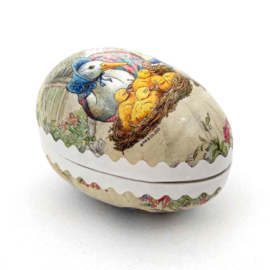 3-1/2" Peter Rabbit with Jemima Puddle-Duck Papier Mache Easter Egg Container ~ Germany